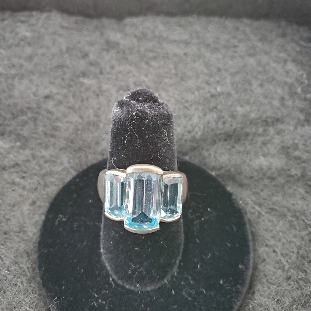 Blue stone on sterling silver ring